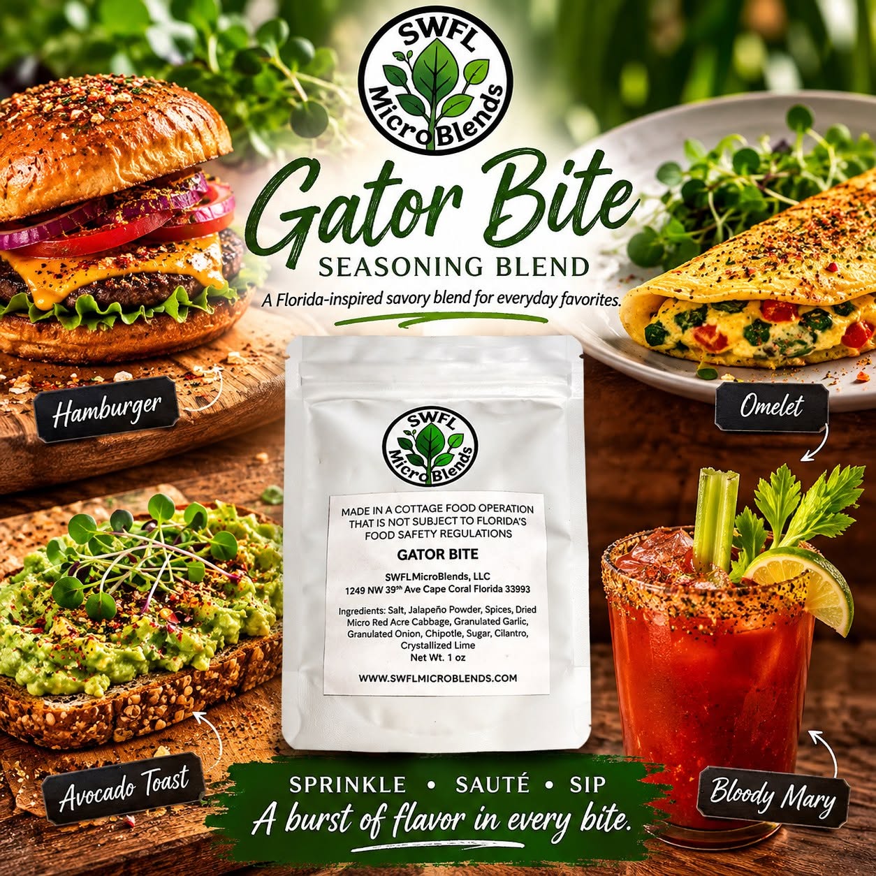 Gator Bite: Cabbage Microgreen Jalapeno Seasoning Blend